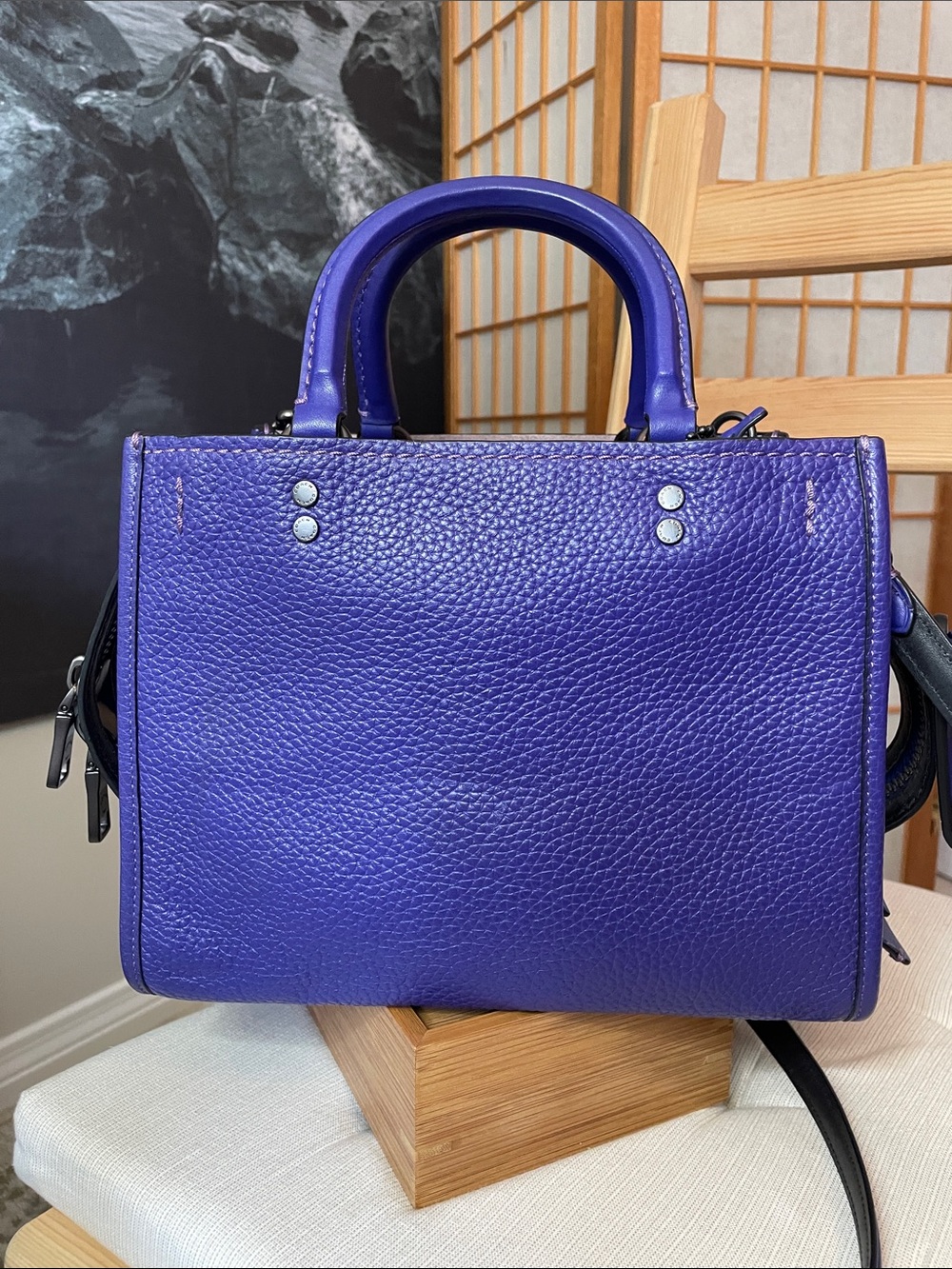 Coach 1941 X Disney Purple "Dark Fairy Tale" Pebble Leather Rogue 25 Satchel Bag - Picture 4 of 17